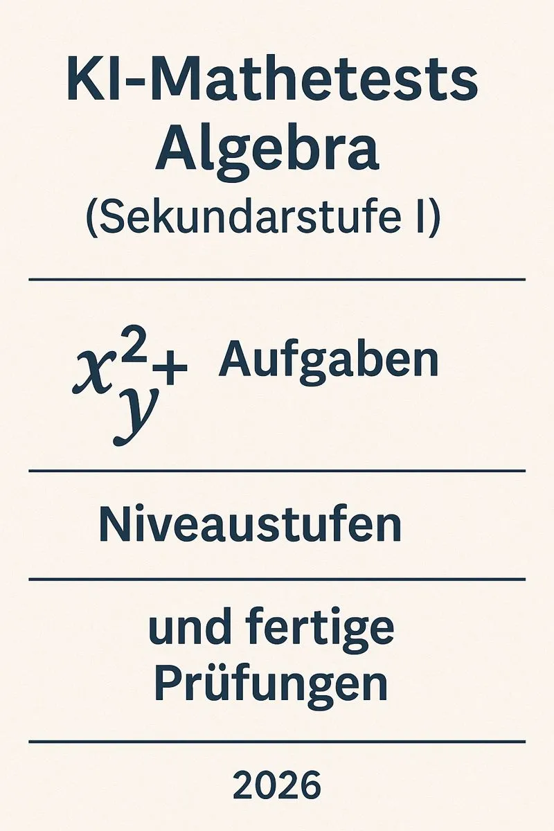 KI-Mathetests Algebra (Sekundarstufe I): Aufgaben, Niveaustufen und fertige Prüfungen (2026)
