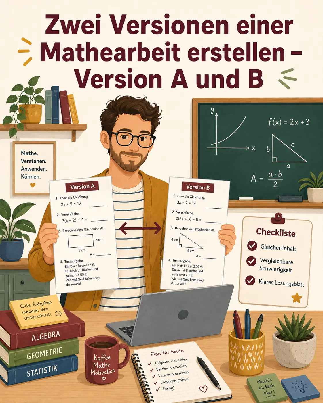 Zwei Versionen einer Mathearbeit erstellen – Version A und B